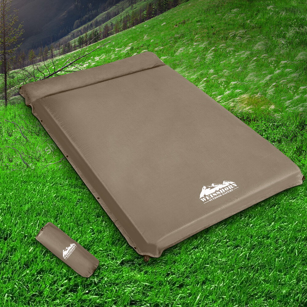 Weisshorn Self Inflating Mattress 10CM Camping Sleeping Mat Air Double Coffee Price
