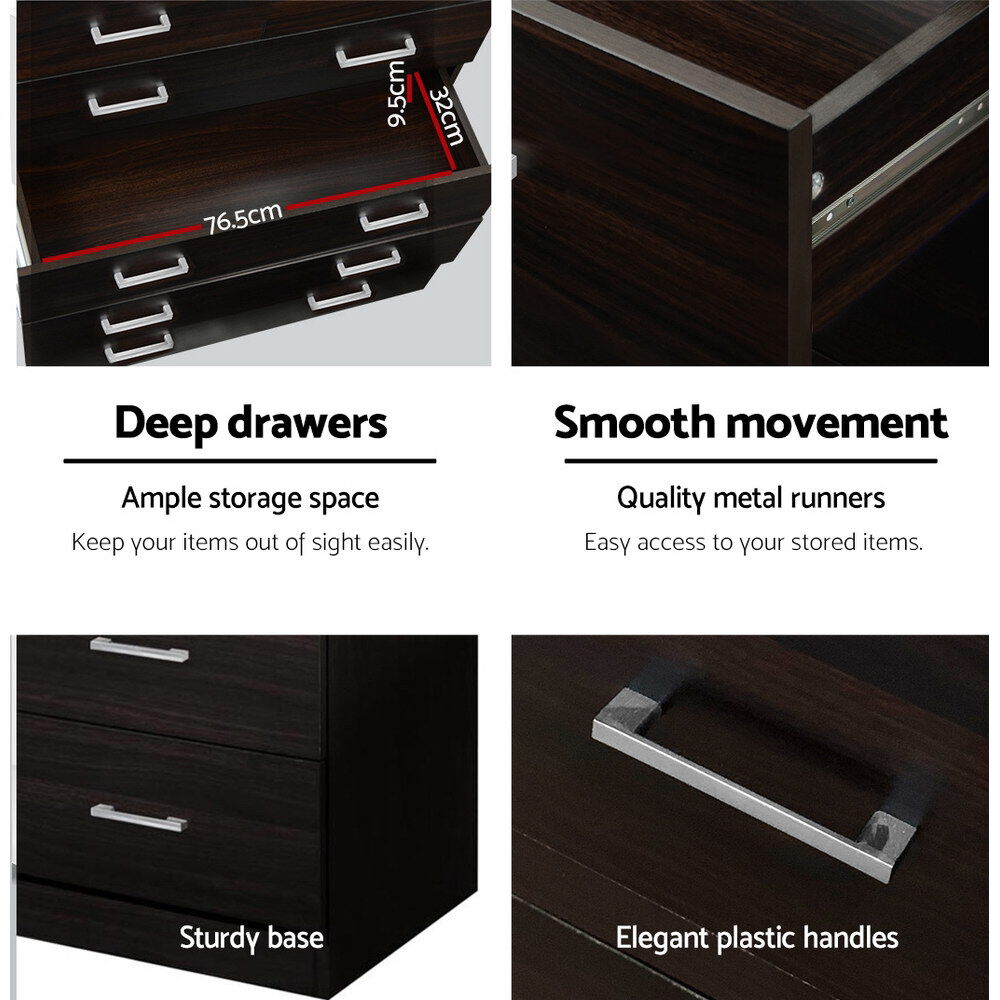 Artiss 6 Chest of Drawers - ANDES Walnut Price