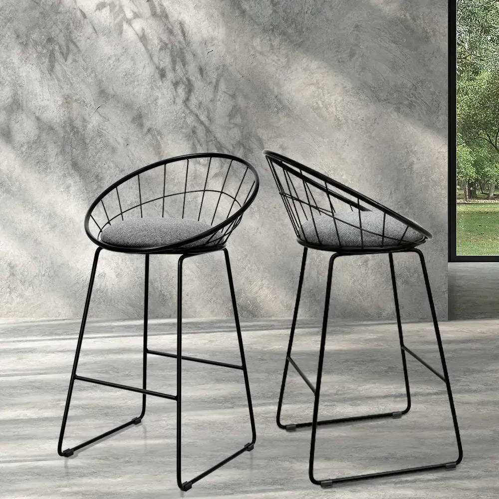 Bar Stools Steel Fabric - Grey and Black Price