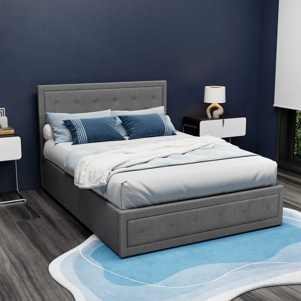 Antonio Bed Frame Fabric Gas Lift Storage Price