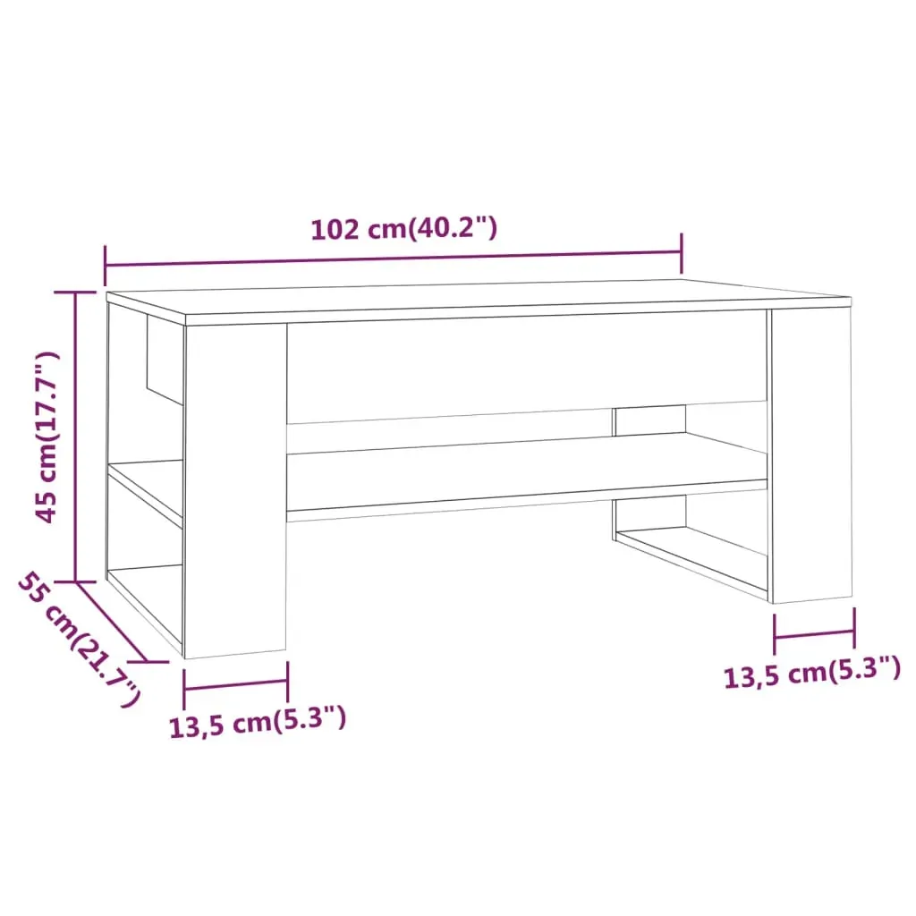 Coffee Table 102x55x45 cm Engineered Wood Price