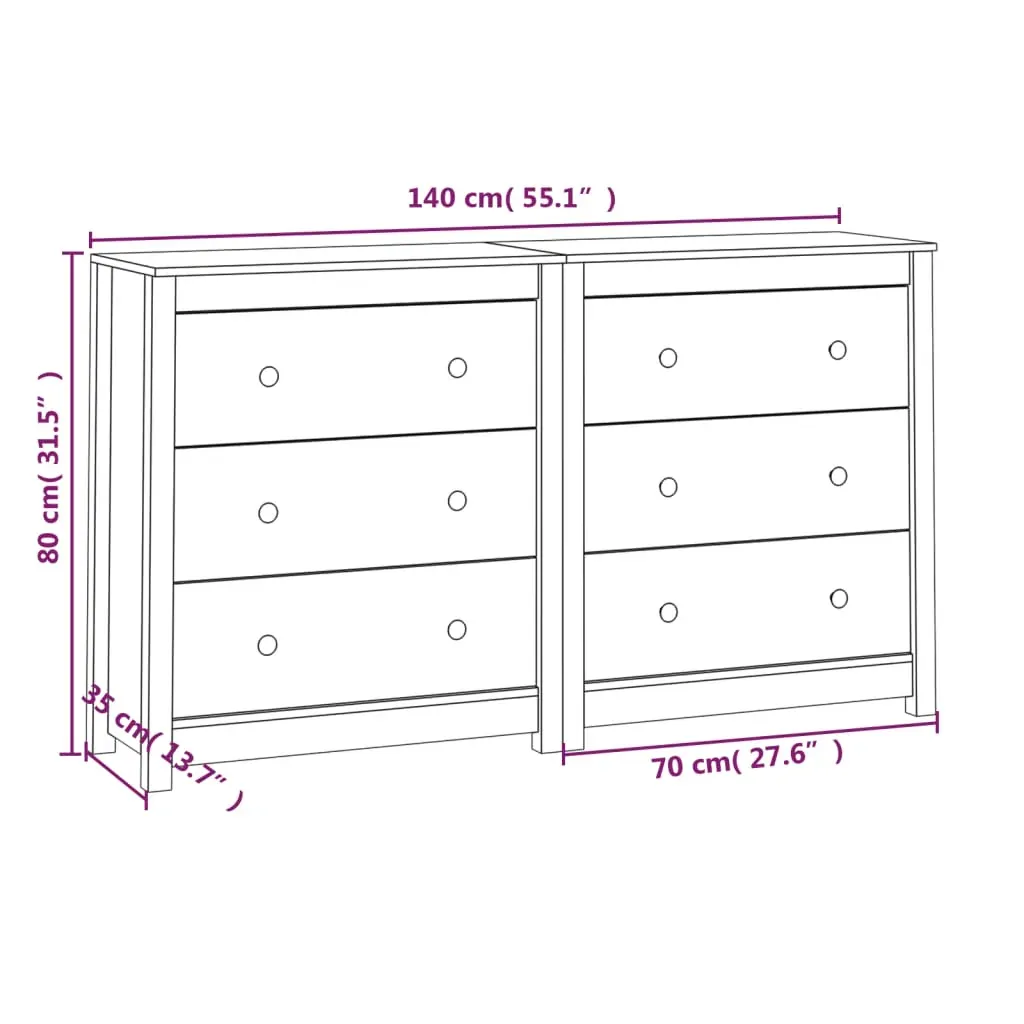 Sideboard 140x35x80 cm Solid Wood Pine Price