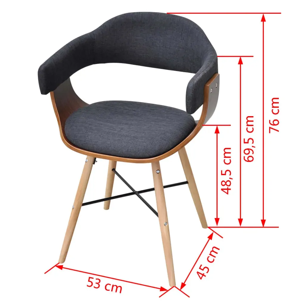 Dining Chairs Dark Grey Bent Wood and Fabric Price