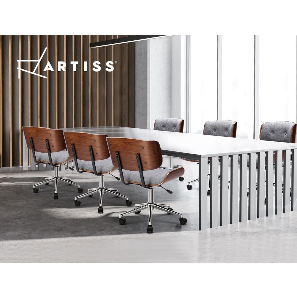 Artiss Wooden Office Chair Fabric Seat Grey Price