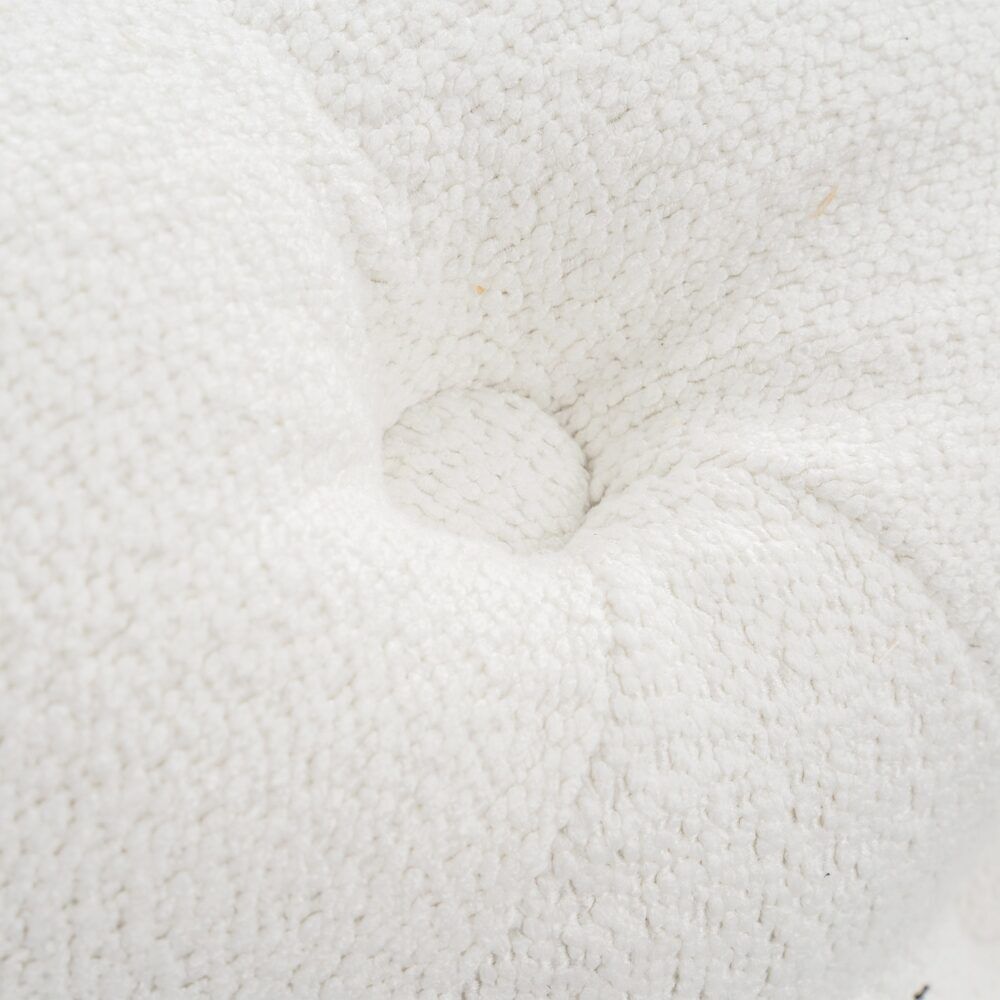 Bouclé White Ottoman-Round Price