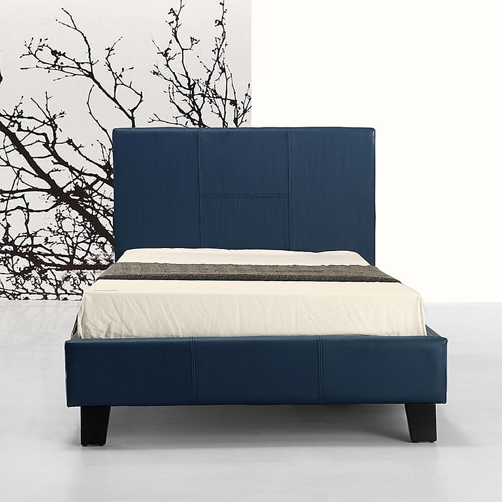 Single PU Leather Bed Frame Blue Price