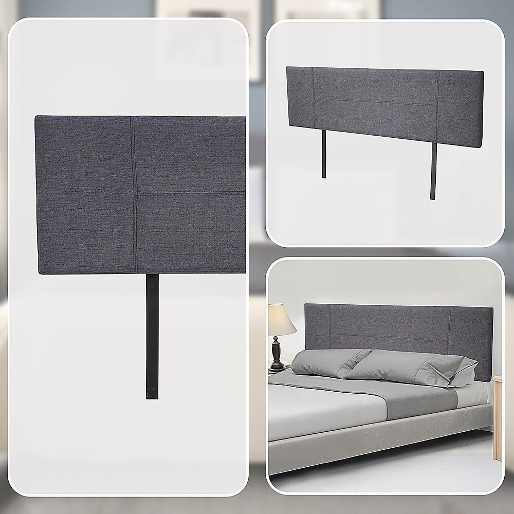 Linen Fabric King Bed Headboard Bedhead - Grey Price