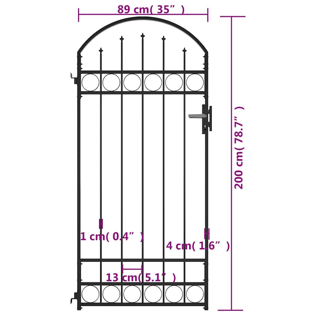 Fence Gate with Arched Top Steel 89x200 cm Black Price