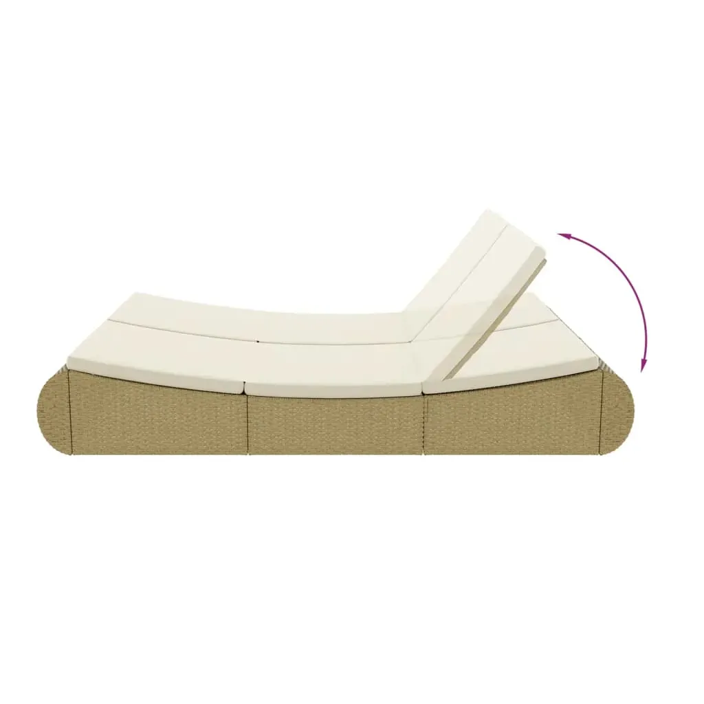 Outdoor Lounge Bed Poly Rattan Beige Price