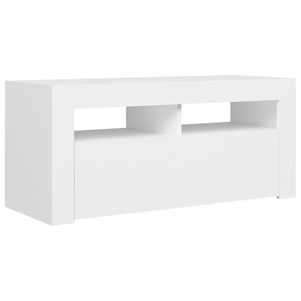 TV Cabinet with LED Lights White 90x35x40 cm Price