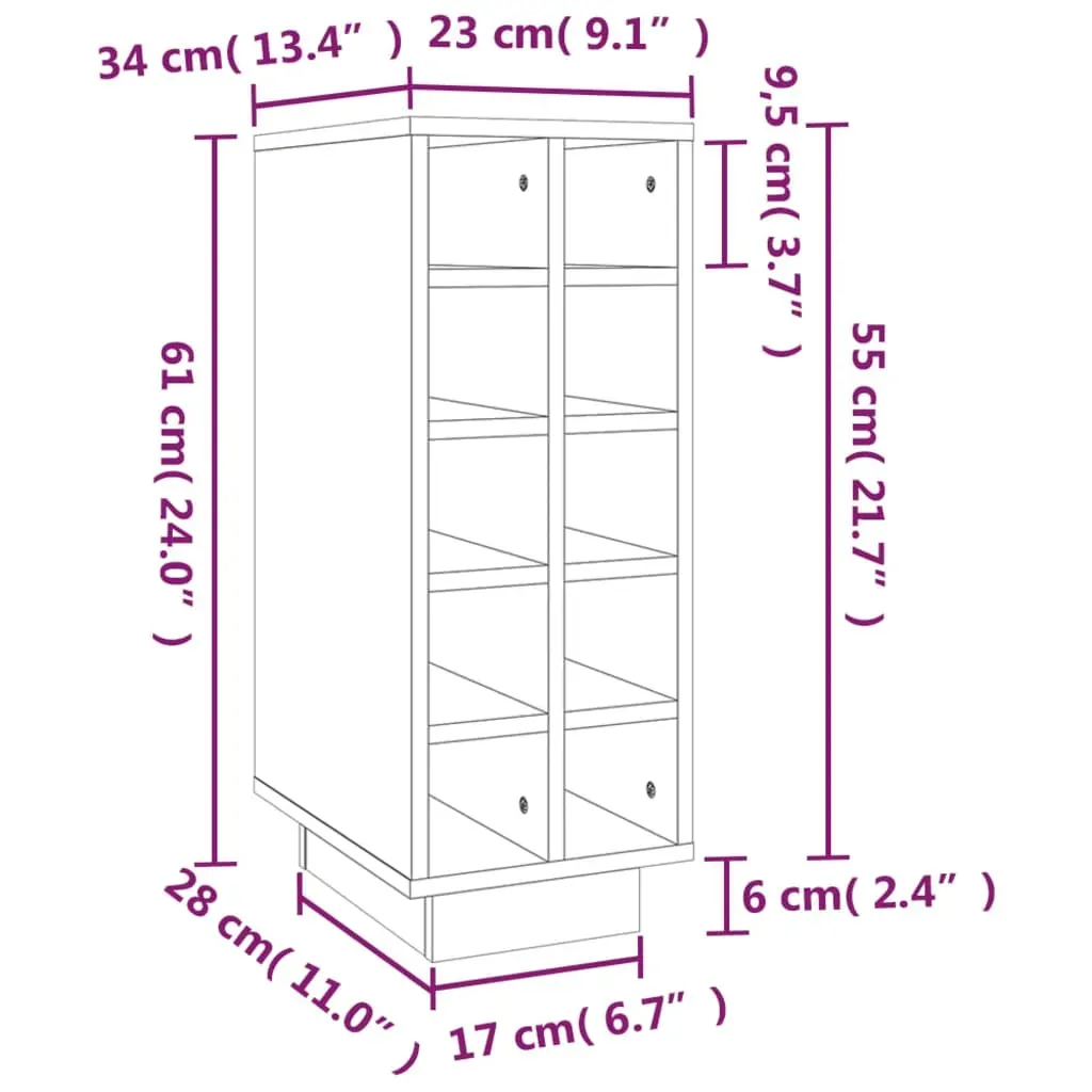 Wine Cabinet 23x34x61 cm Solid Wood Pine Price