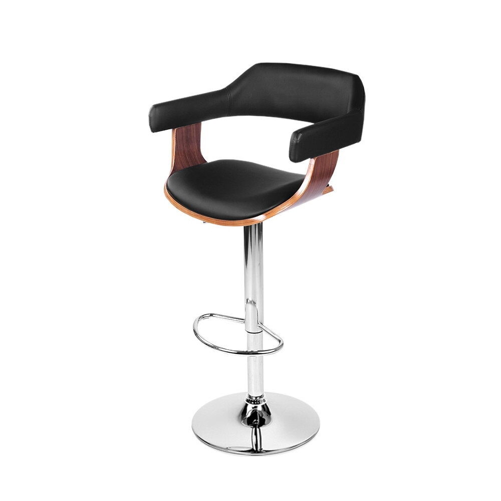 Artiss Bar Stools Gas Lift Leather w/Armrest Black Price
