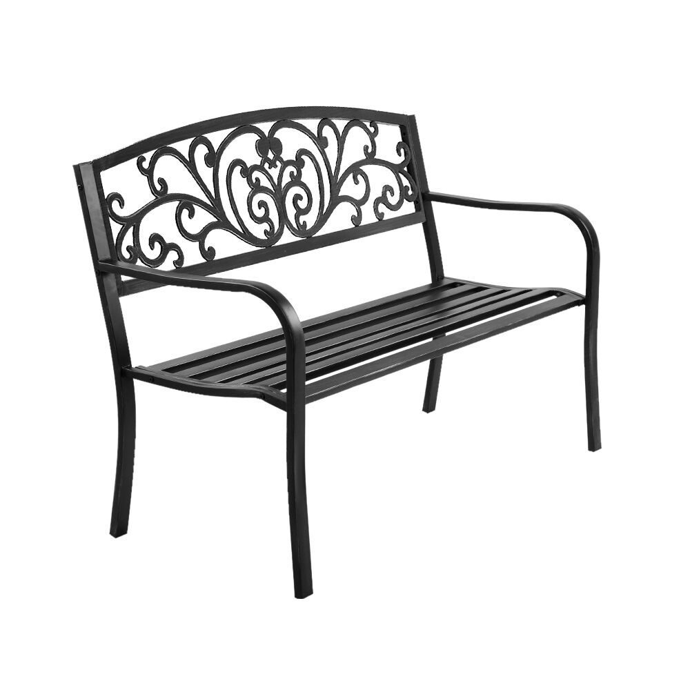 Gardeon Outdoor Garden Bench Seat Steel Outdoor Furniture 3 Seater Park Black Price