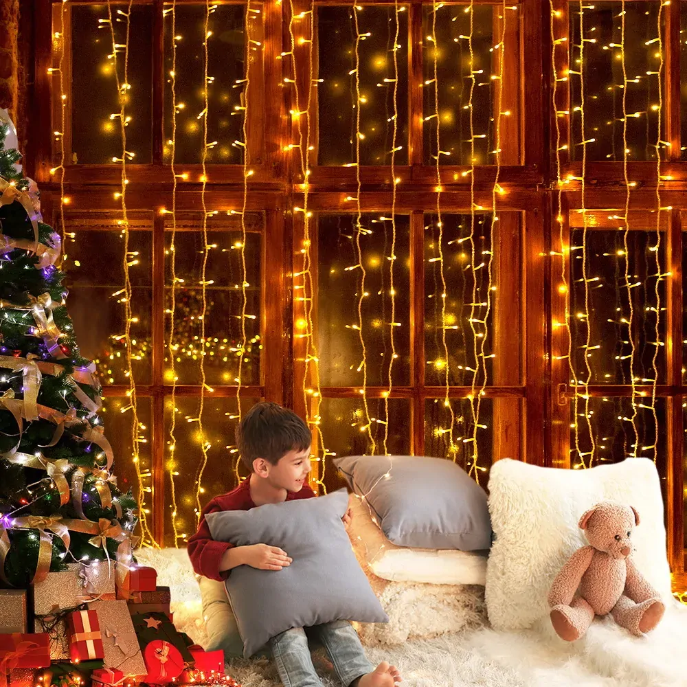 Jingle Jollys 6X3M Christmas Curtain Lights 600LED Price