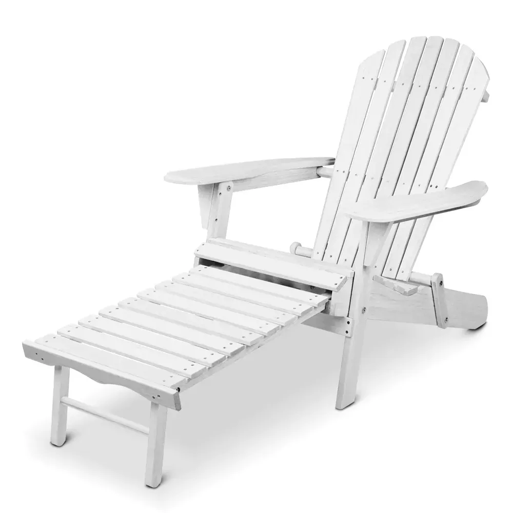 Adirondack Beach Chair with Ottoman - White Price