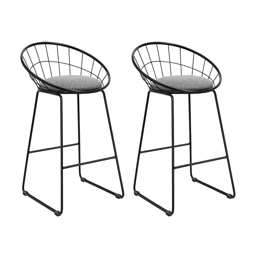 Bar Stools Steel Fabric - Grey and Black Price