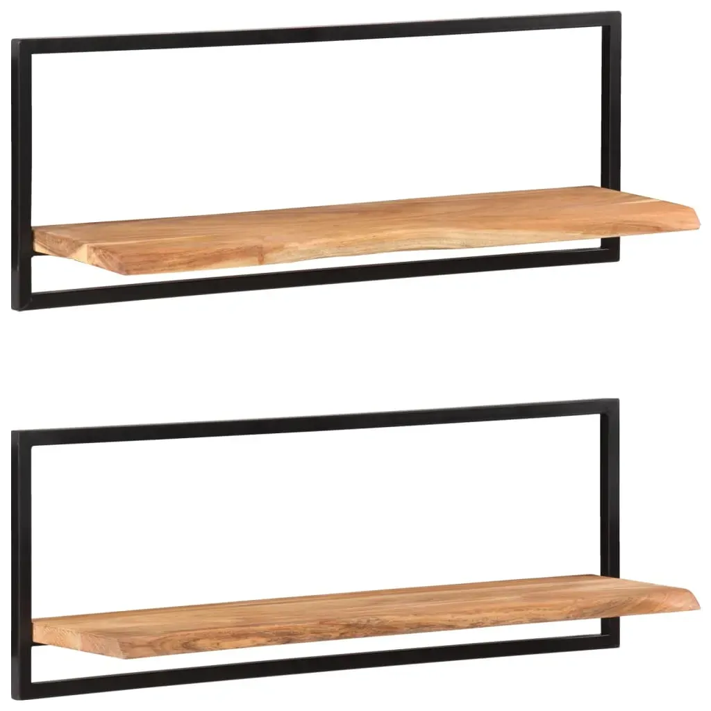 Wall Shelves 2 pcs Solid Wood Acacia and Steel Price