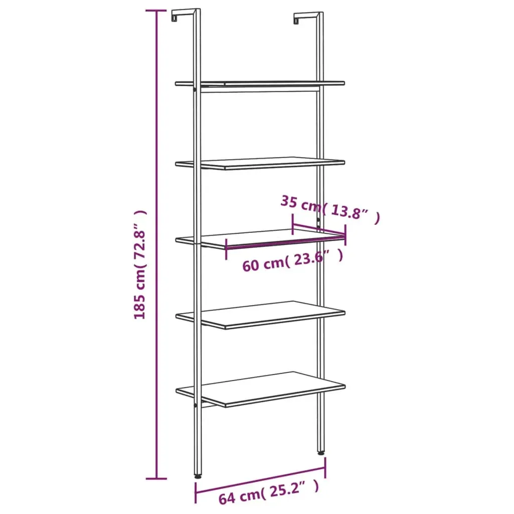 5-Tier Leaning Shelf and 64x35x185 cm Price