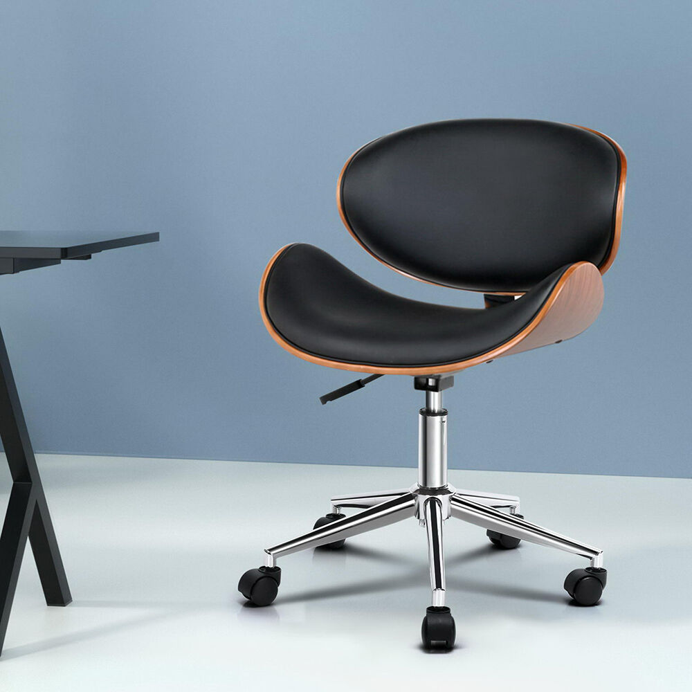 Artiss Wooden Office Chair Leather Seat Black Price