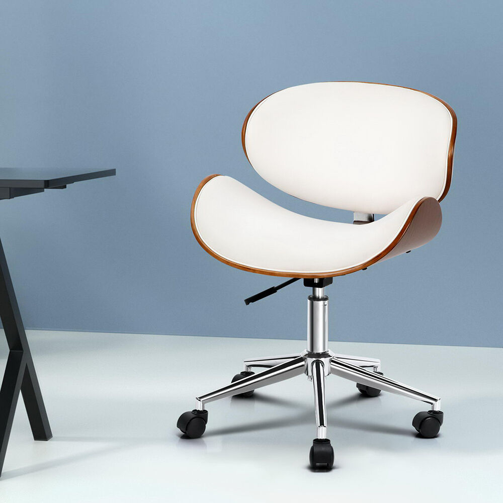 Artiss Wooden Office Chair Leather Seat White Price
