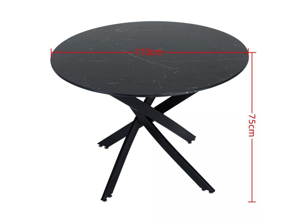 Round Marble-Effect Table-Black Price