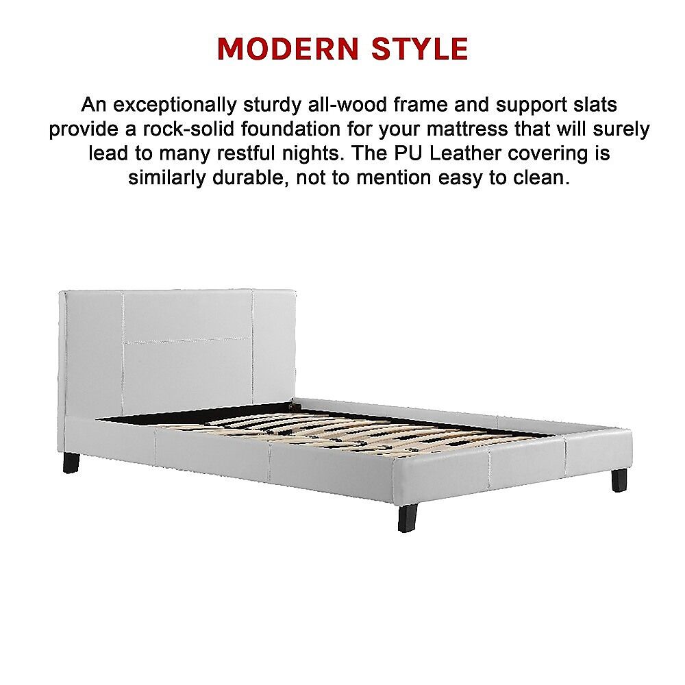 Double PU Leather Bed Frame White Price
