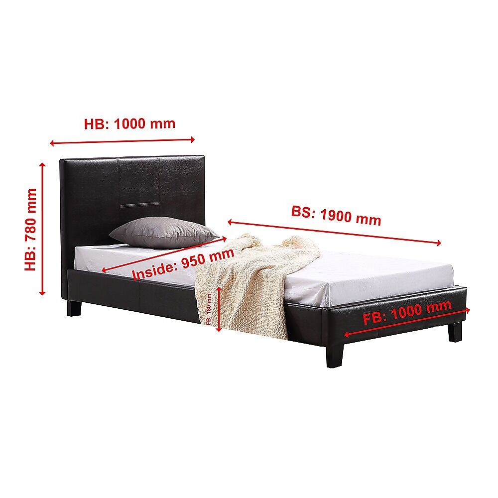Single PU Leather Bed Frame Brown Price