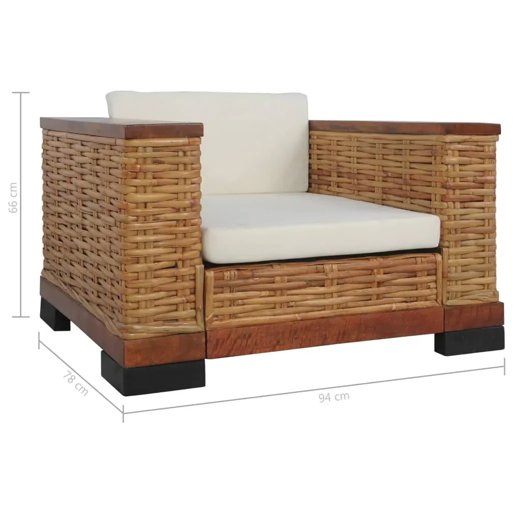 Armchair with Cushions Brown Natural Rattan Price