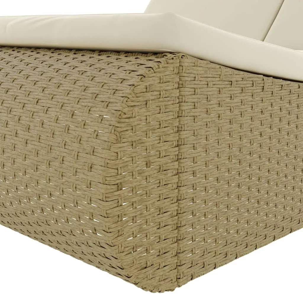 Outdoor Lounge Bed Poly Rattan Beige Price