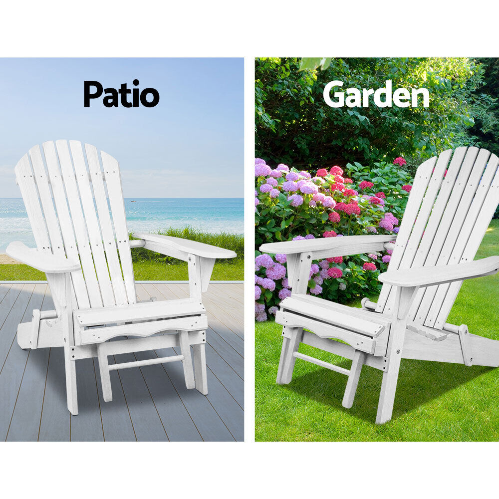 Adirondack Beach Chair with Ottoman - White Price