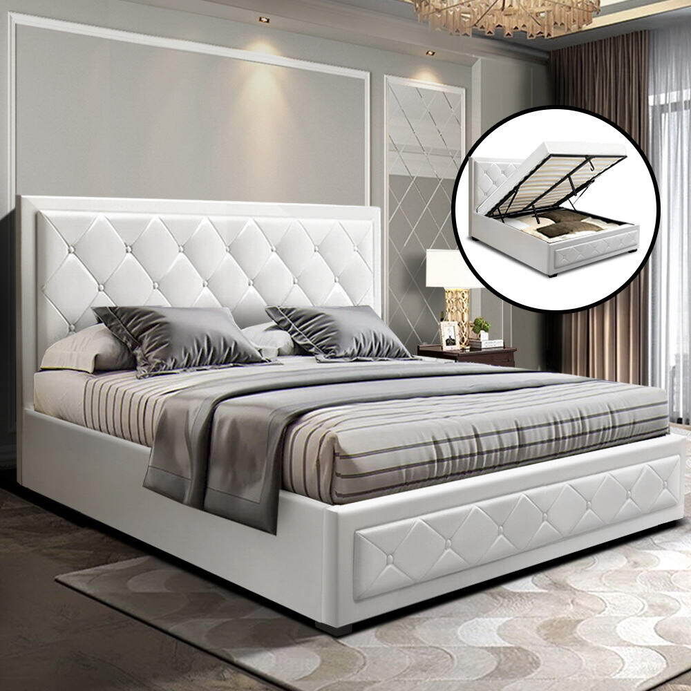 Antonio Bed Frame Fabric Gas Lift Storage Price