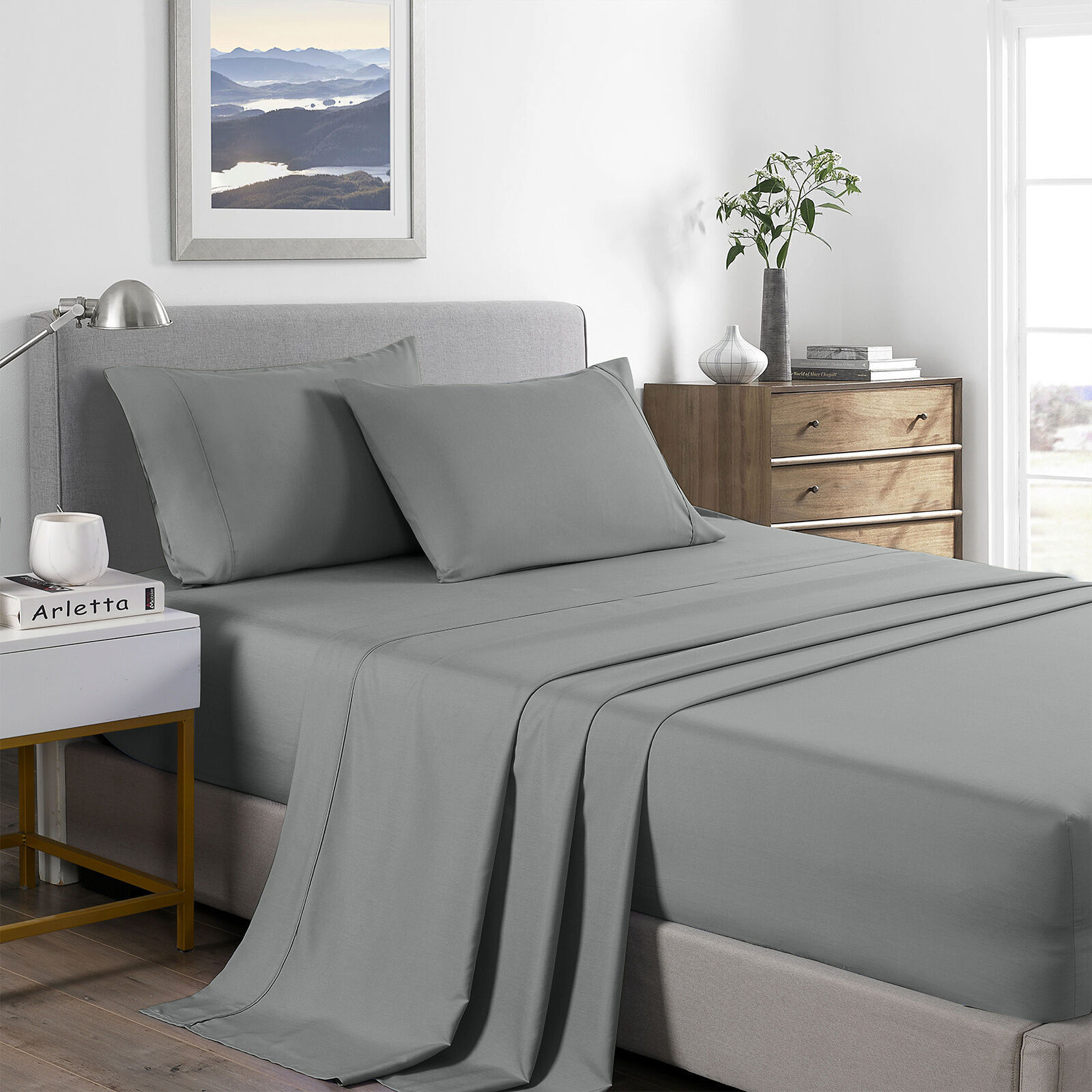 Royal Comfort Bamboo Cooling 2000TC Sheet Set - Single - Mid Grey - Model-E7EB99 Price