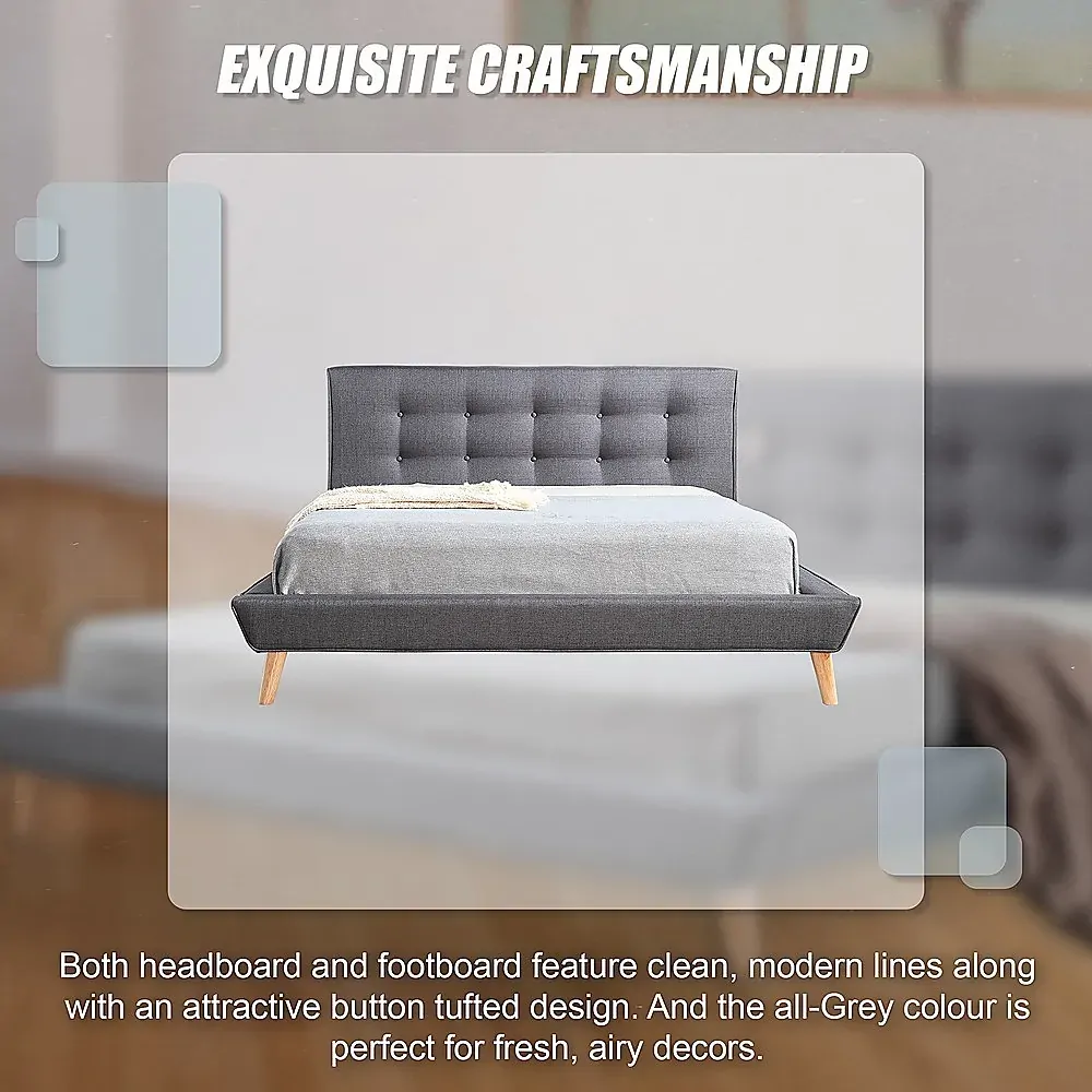 Parilla Fabric Deluxe Bed Frame Grey Price