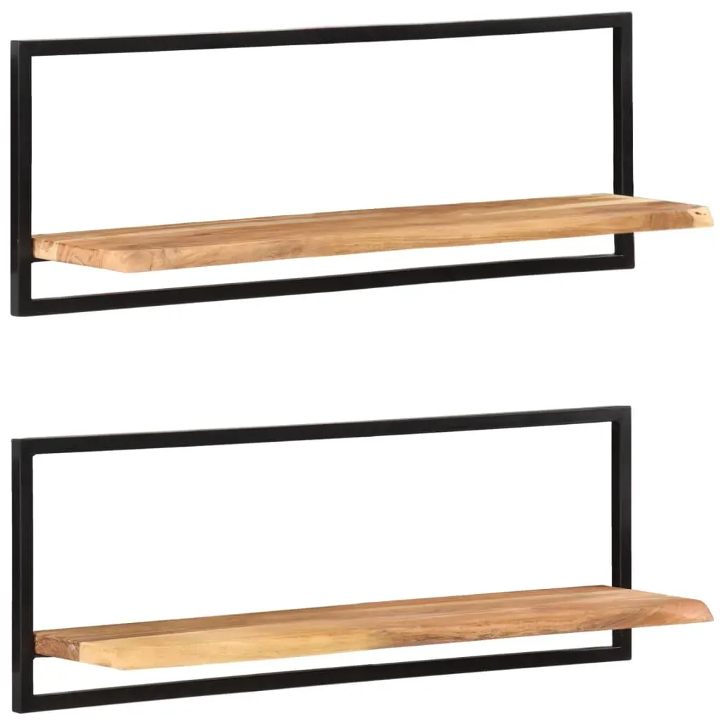 Wall Shelves 2 pcs Solid Wood Acacia and Steel Price