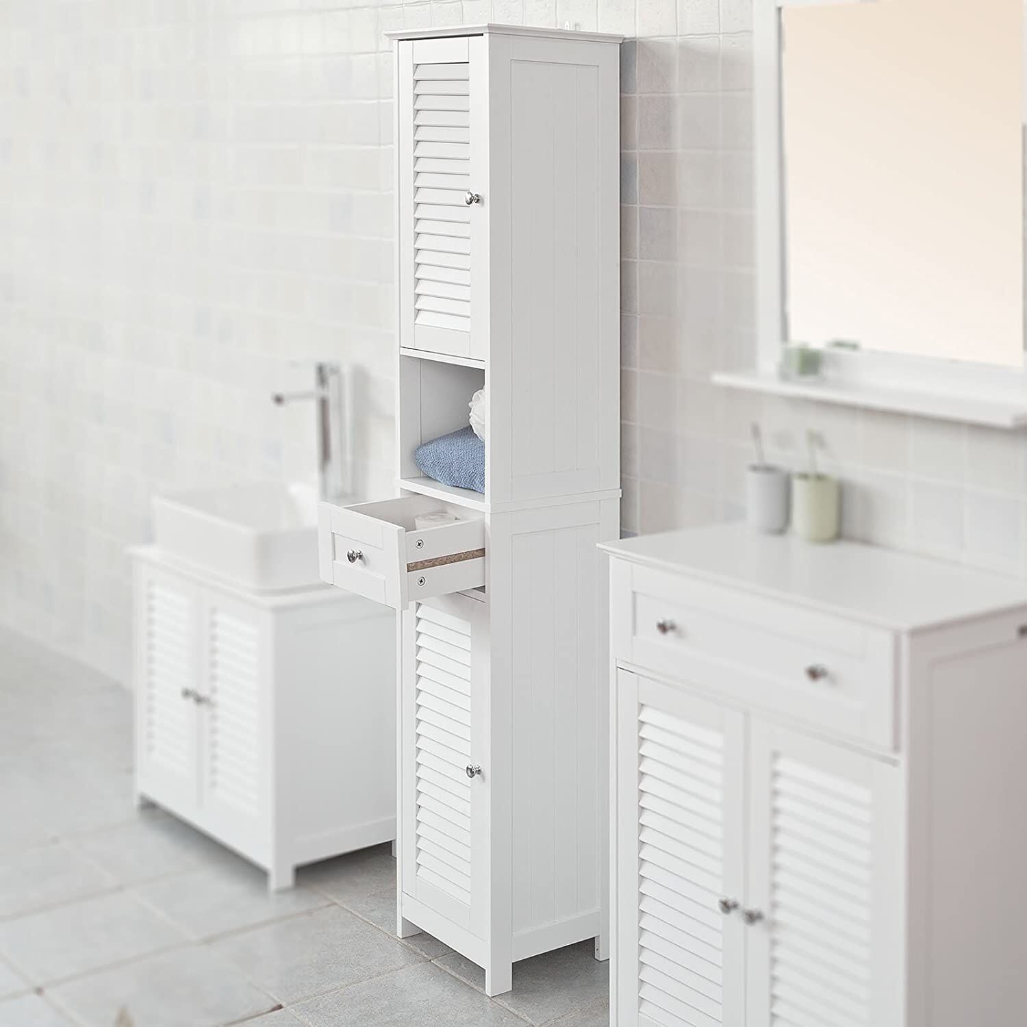 Freestanding Tall Bathroom Cabinet 170x32x30 cm Price