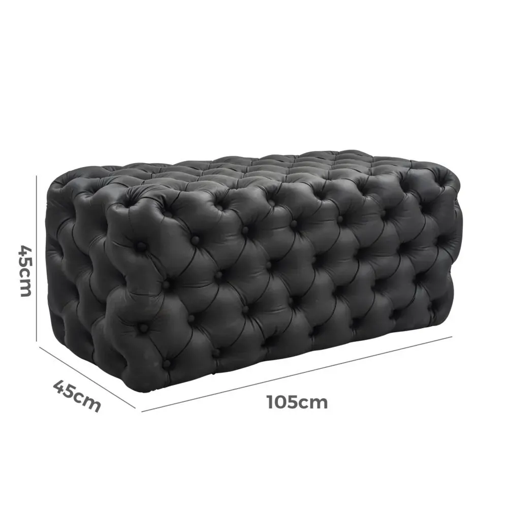 Black Leathaire Ottoman-Rectangular Price