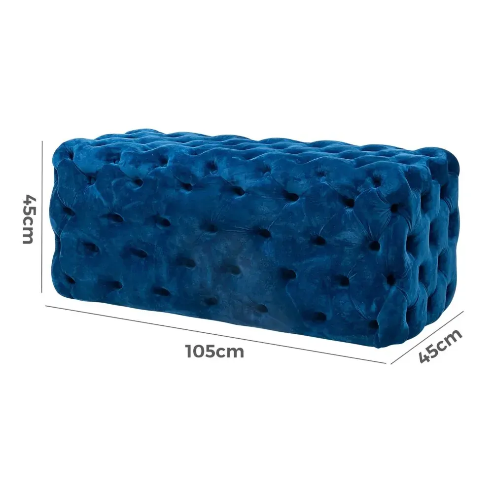 Elsa Navy Blue Velvet Ottoman-Rectangular Price