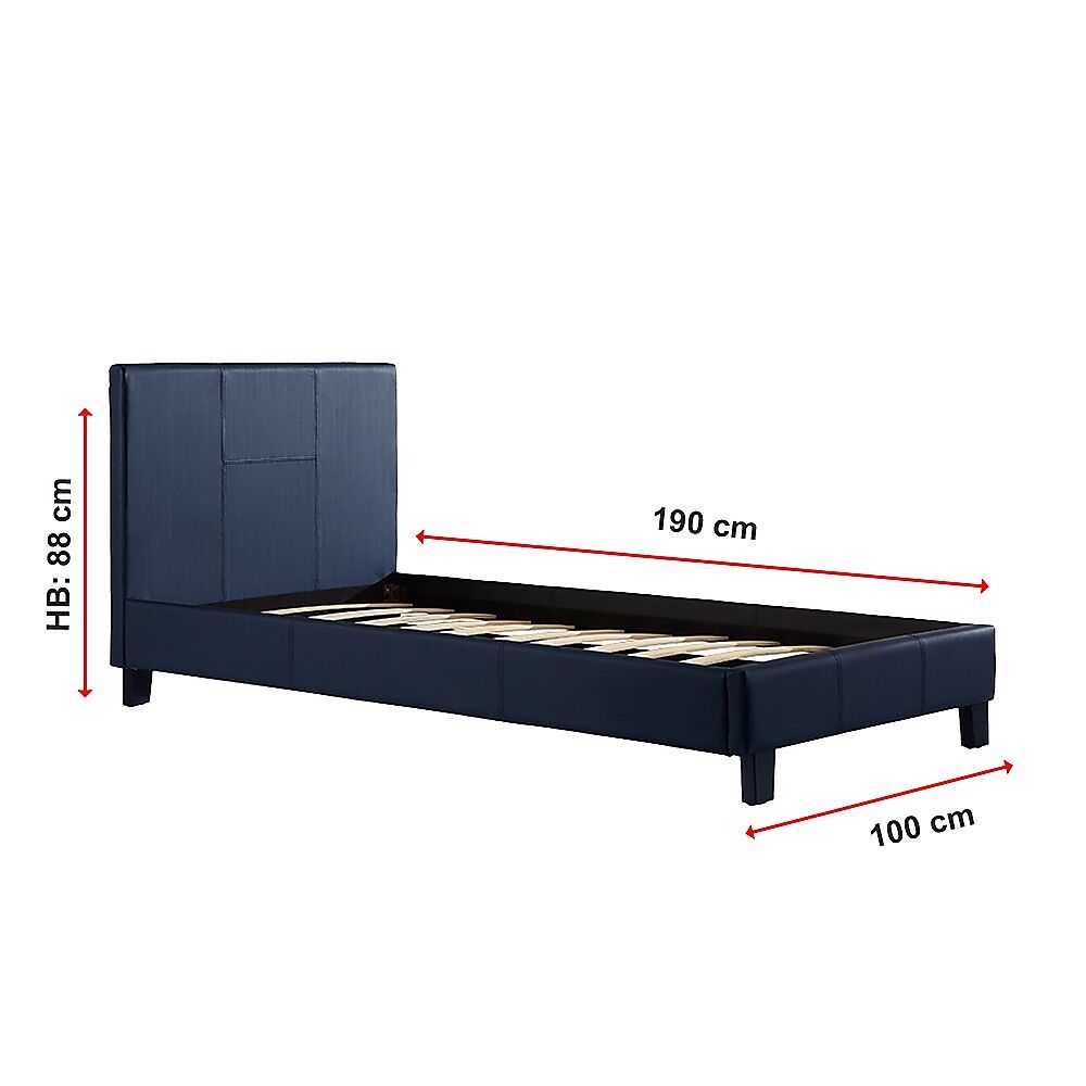 Single PU Leather Bed Frame Blue Price