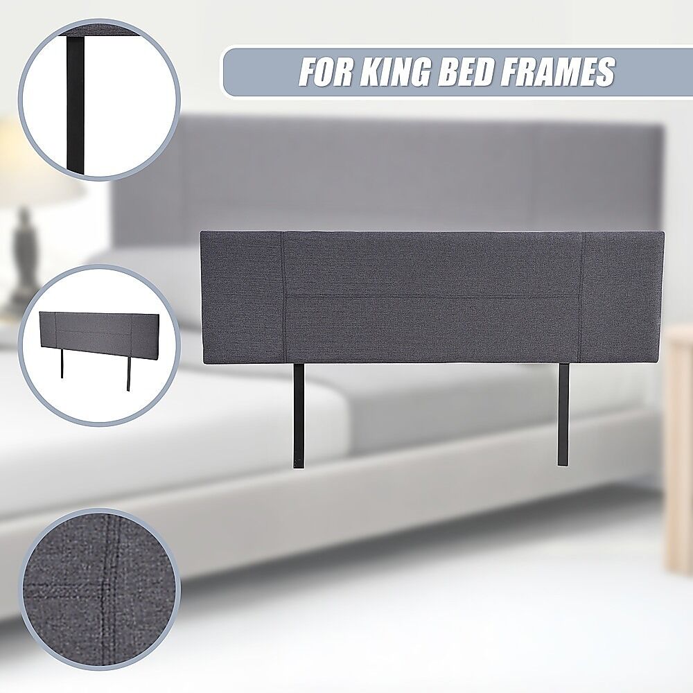 Linen Fabric King Bed Headboard Bedhead - Grey Price