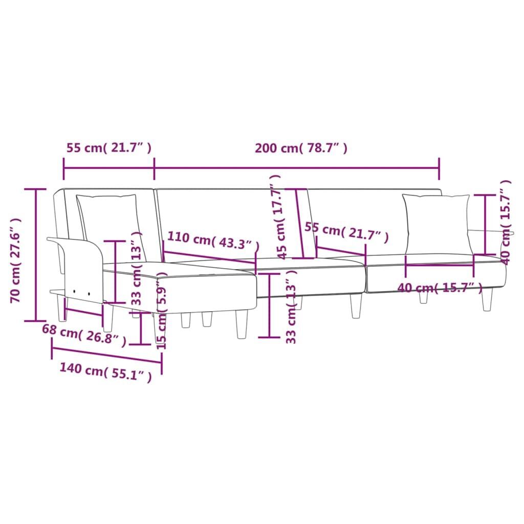 L-shaped Sofa Bed Dark Grey 279x140x70 cm Fabric Price