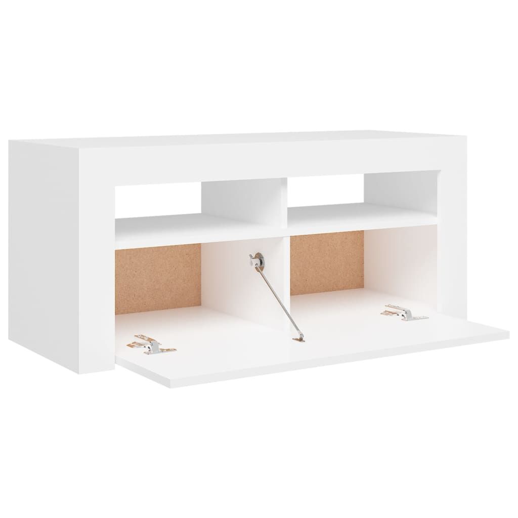 TV Cabinet with LED Lights White 90x35x40 cm Price