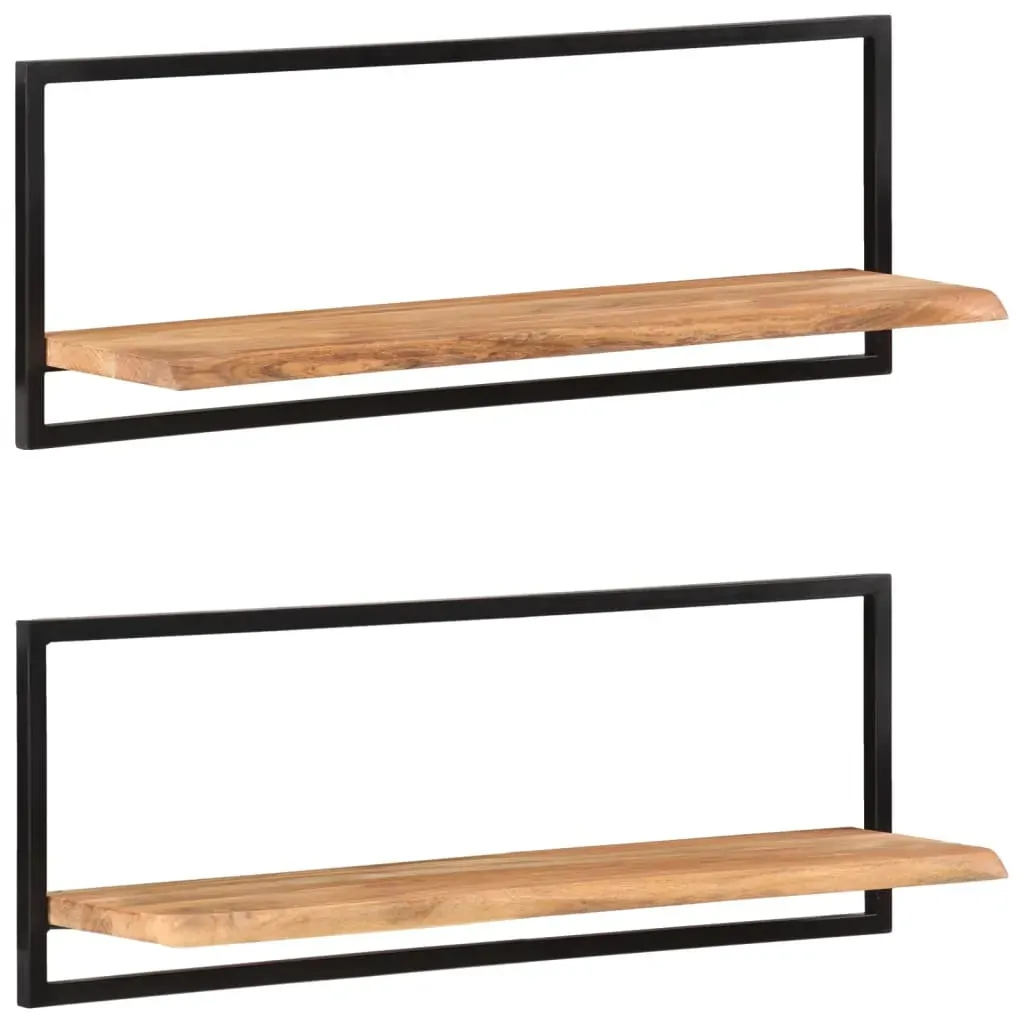 Wall Shelves 2 pcs Solid Wood Acacia and Steel Price