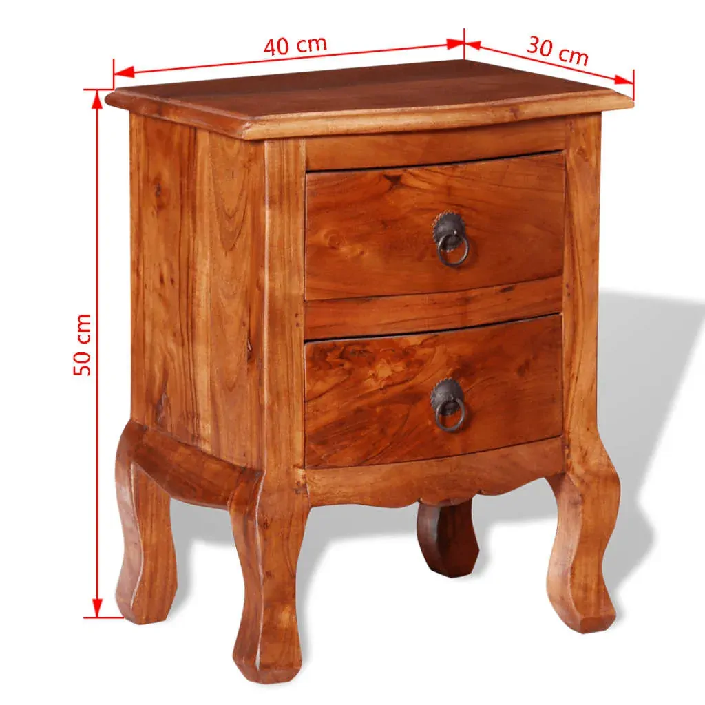 Neptune Nightstand with Drawers Solid Acacia Wood Price