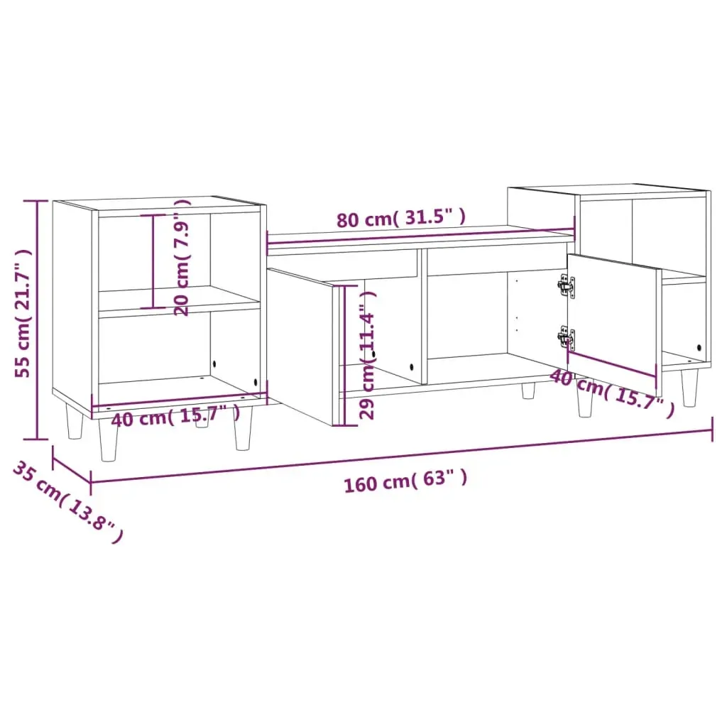 Segundo TV Cabinet 160x35x55 cm Engineered Wood Price