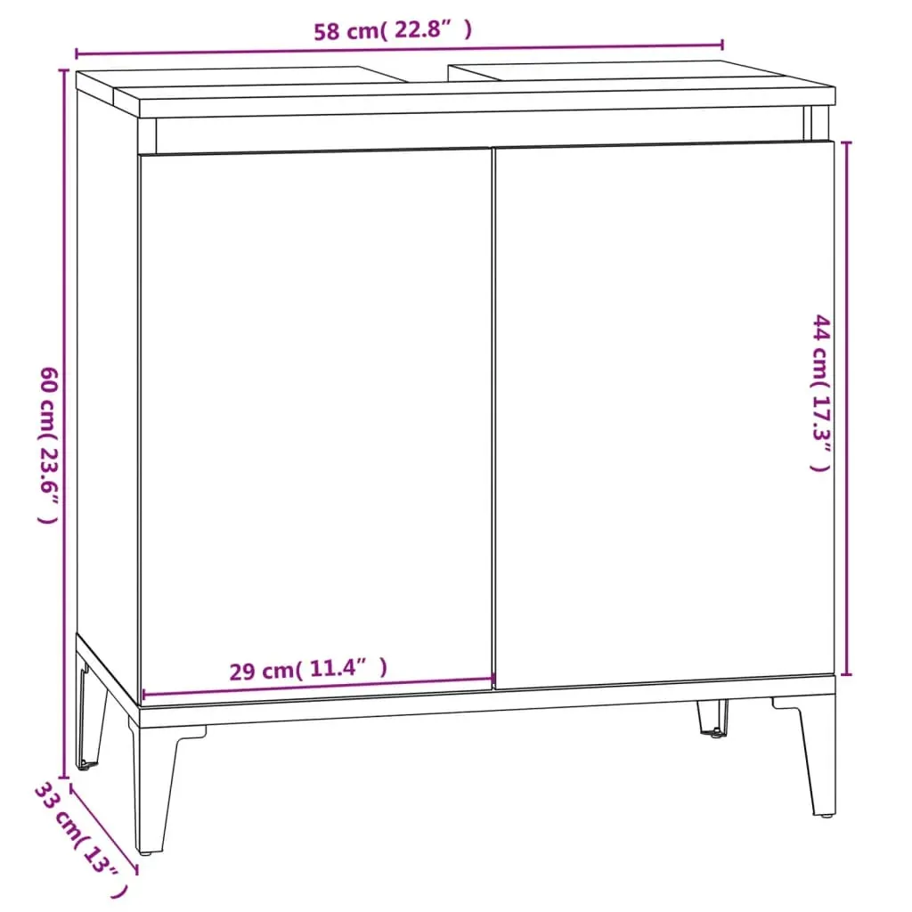 Sink Cabinet 58x33x60 cm Engineered Wood Price