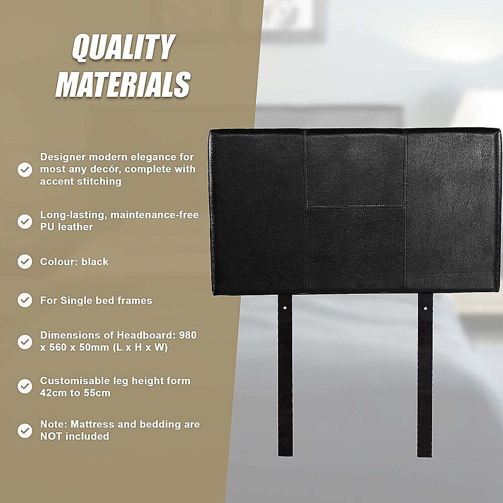 PU Leather Single Bed Headboard Bedhead - Black Price