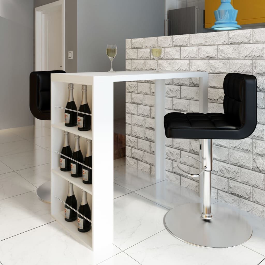 Bar Table MDF with Wine Rack High Gloss White Bar Table MDF with Wine Rack High Gloss White