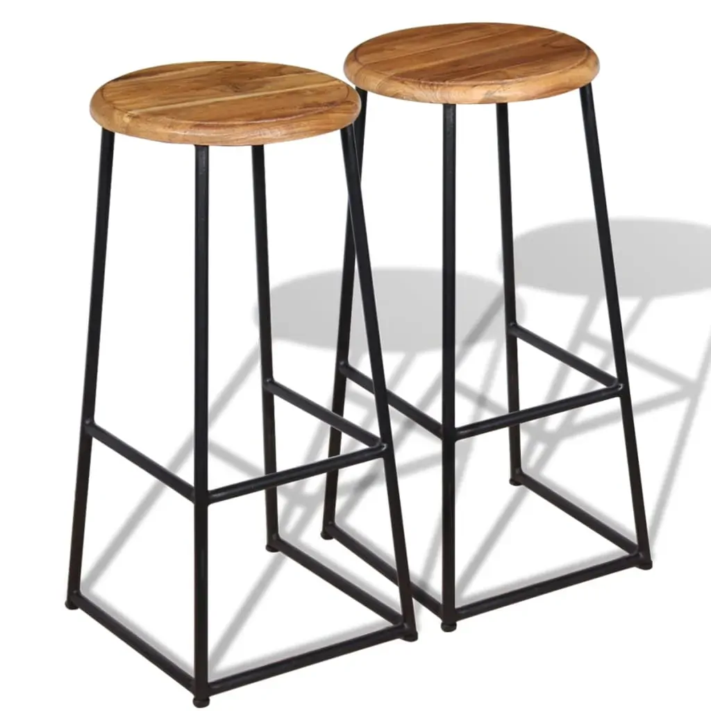 Bar Stools 2 pcs Solid Teak Wood Bar Stools 2 pcs Solid Teak Wood
