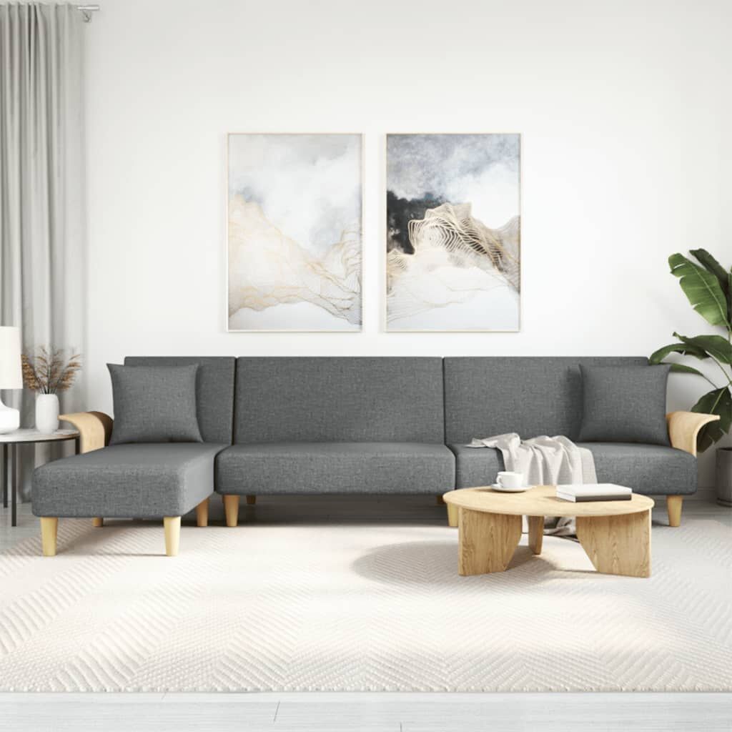 L-shaped Sofa Bed Dark Grey 279x140x70 cm Fabric L-shaped Sofa Bed Dark Grey 279x140x70 cm Fabric