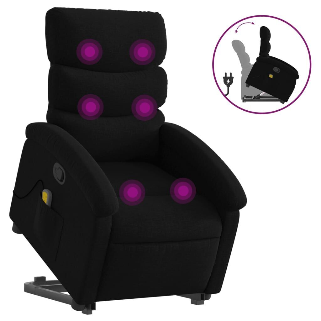 Stand up Massage Recliner Chair Black Fabric Stand up Massage Recliner Chair Black Fabric